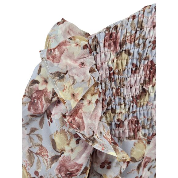 Udel NY Womens Grey Floral‎ Chiffon Blouse NWT Size Small - Picture 4 of 9